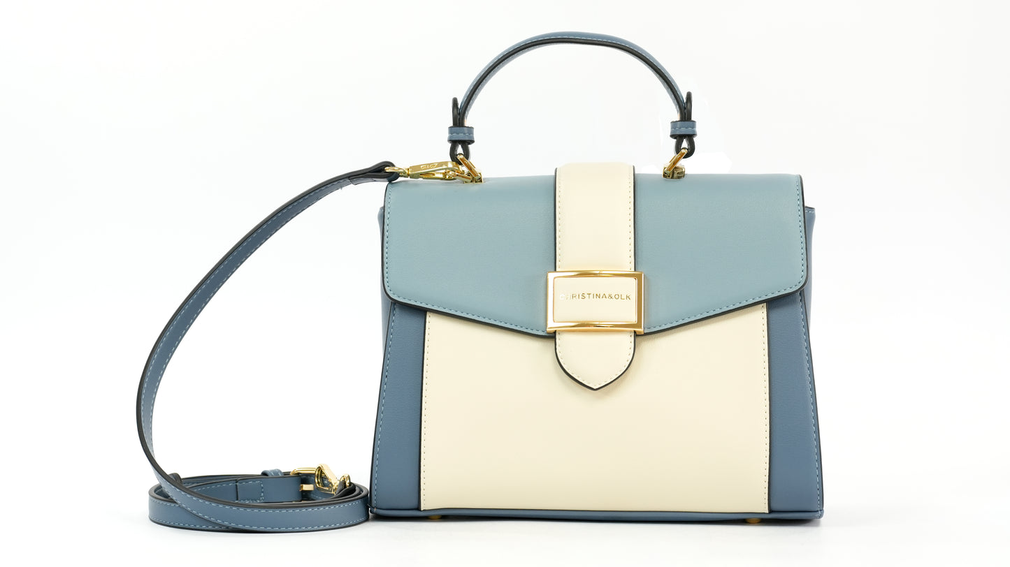 Structured Faux Leather Handbag with Top Handle and Adjustable Strap