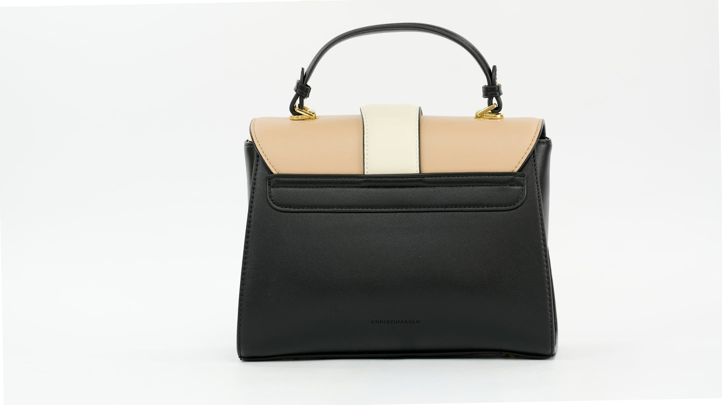 Structured Faux Leather Handbag with Top Handle and Adjustable Strap