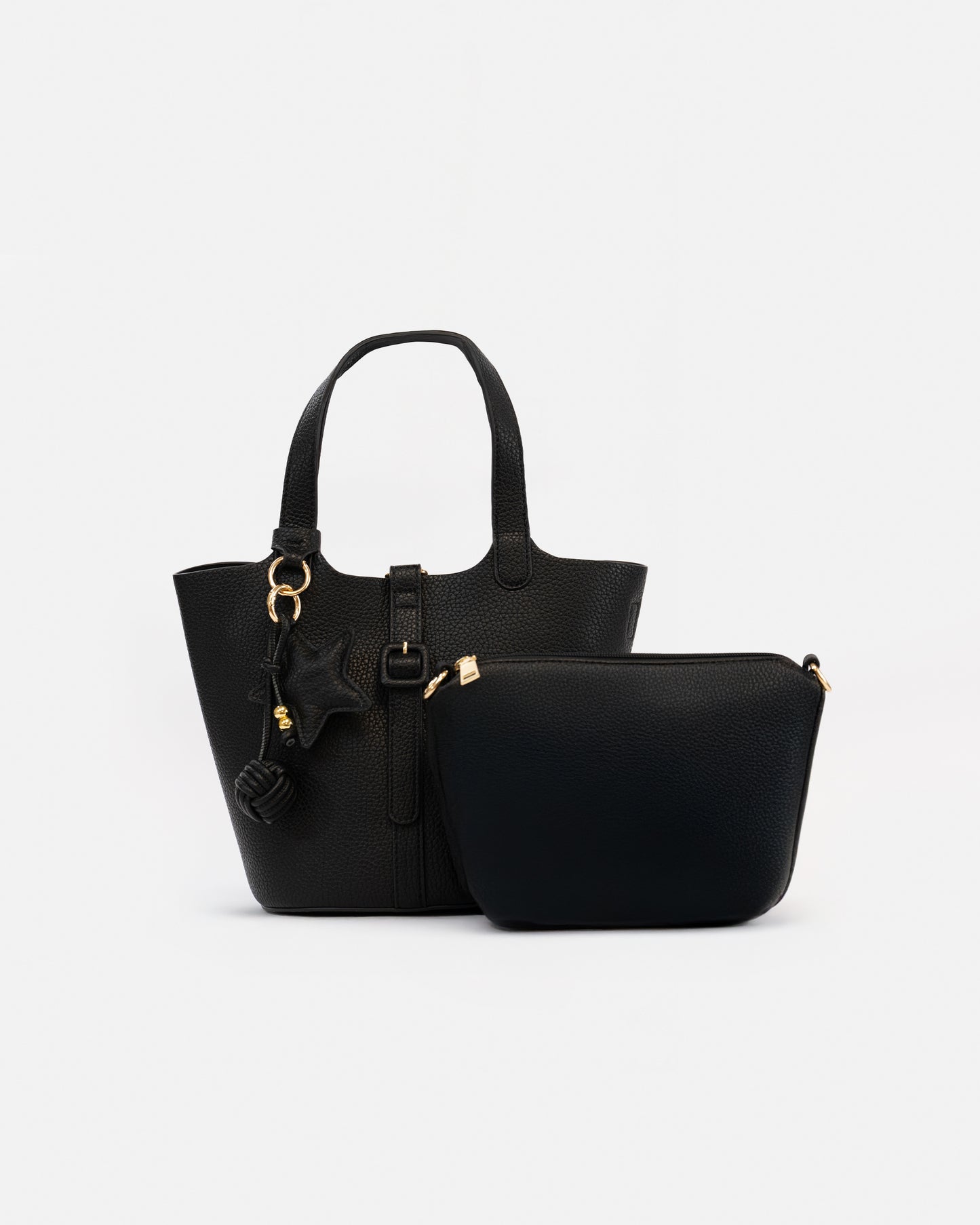 Handbag/Shoulder Bag with Interior Toiletry Bag and Decorative Keyring – Modern and Functional Style