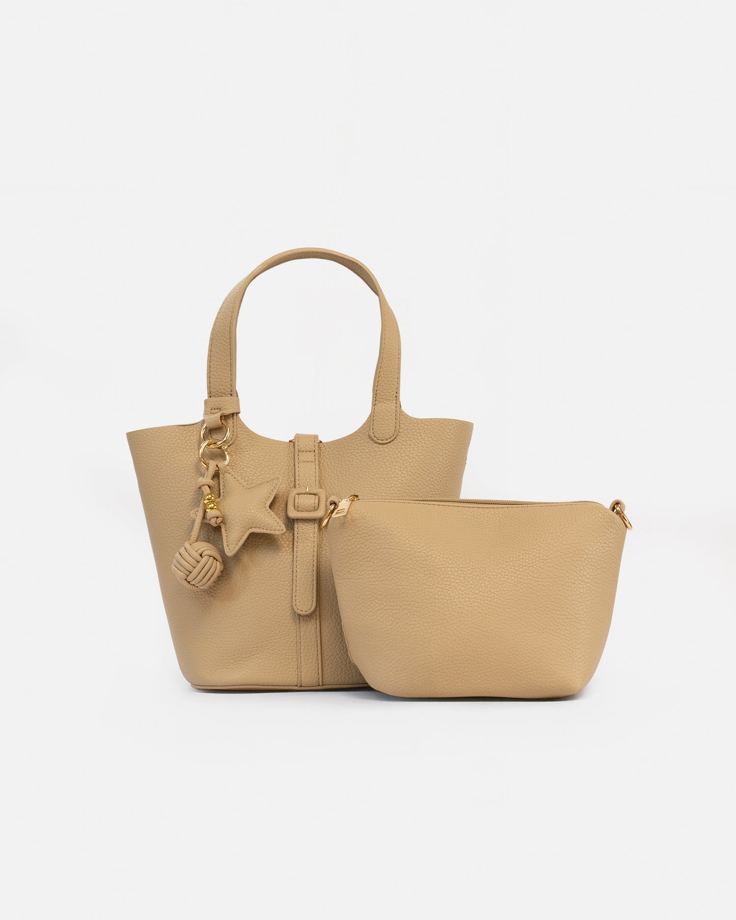 Handbag/Shoulder Bag with Interior Toiletry Bag and Decorative Keyring – Modern and Functional Style