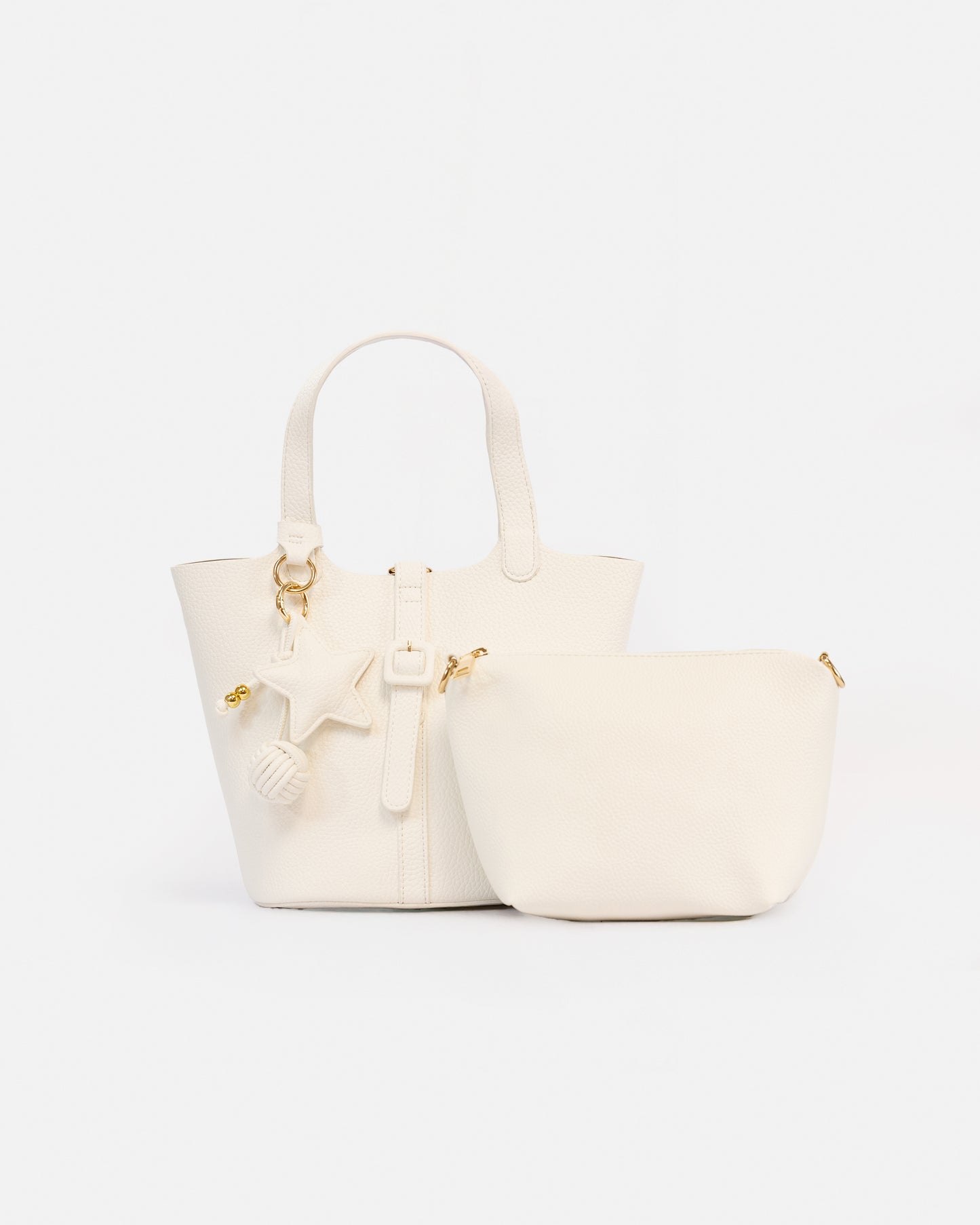 Handbag/Shoulder Bag with Interior Toiletry Bag and Decorative Keyring – Modern and Functional Style