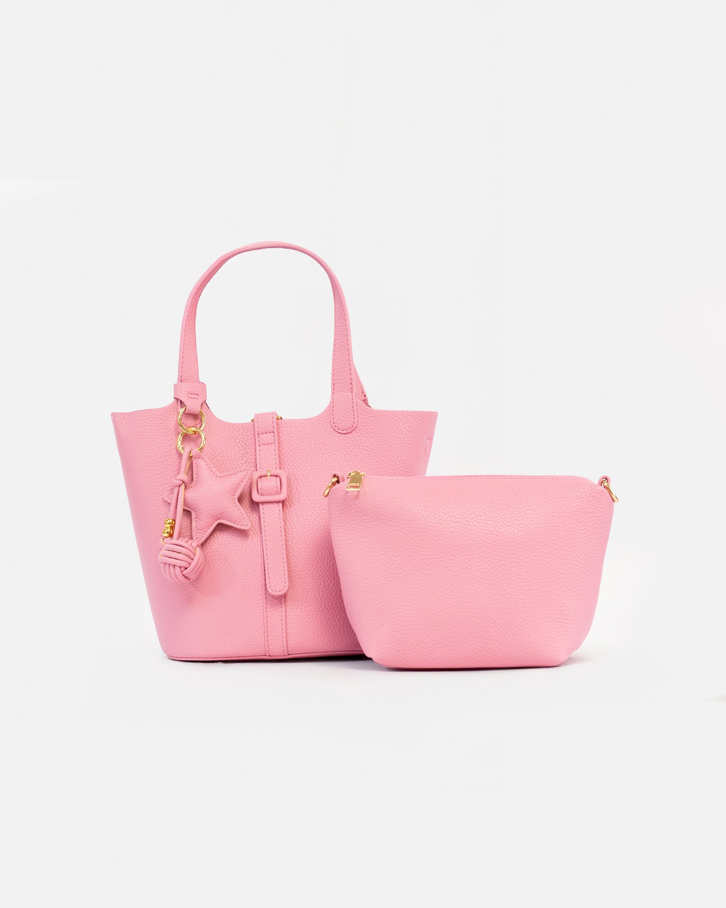 Handbag/Shoulder Bag with Interior Toiletry Bag and Decorative Keyring – Modern and Functional Style