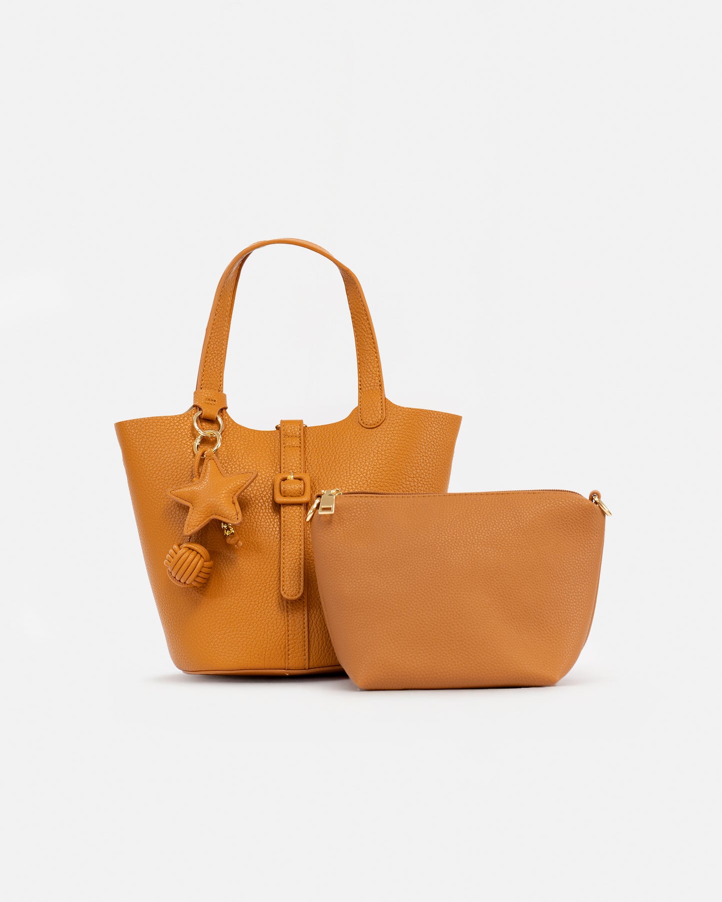 Handbag/Shoulder Bag with Interior Toiletry Bag and Decorative Keyring – Modern and Functional Style