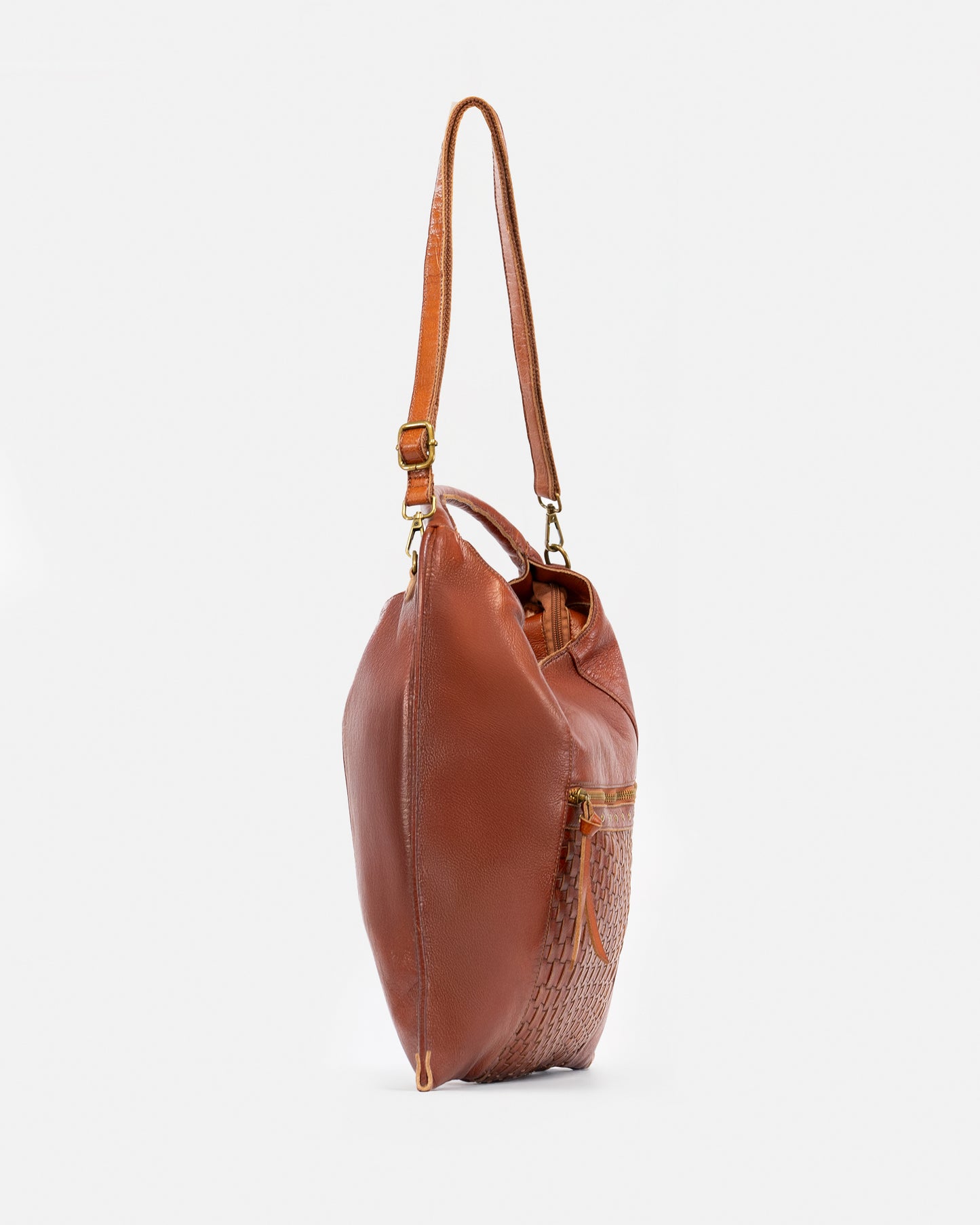 Women's Hobo Bag in Brown Faux Leather – Boho Chic Style with Braided Details
