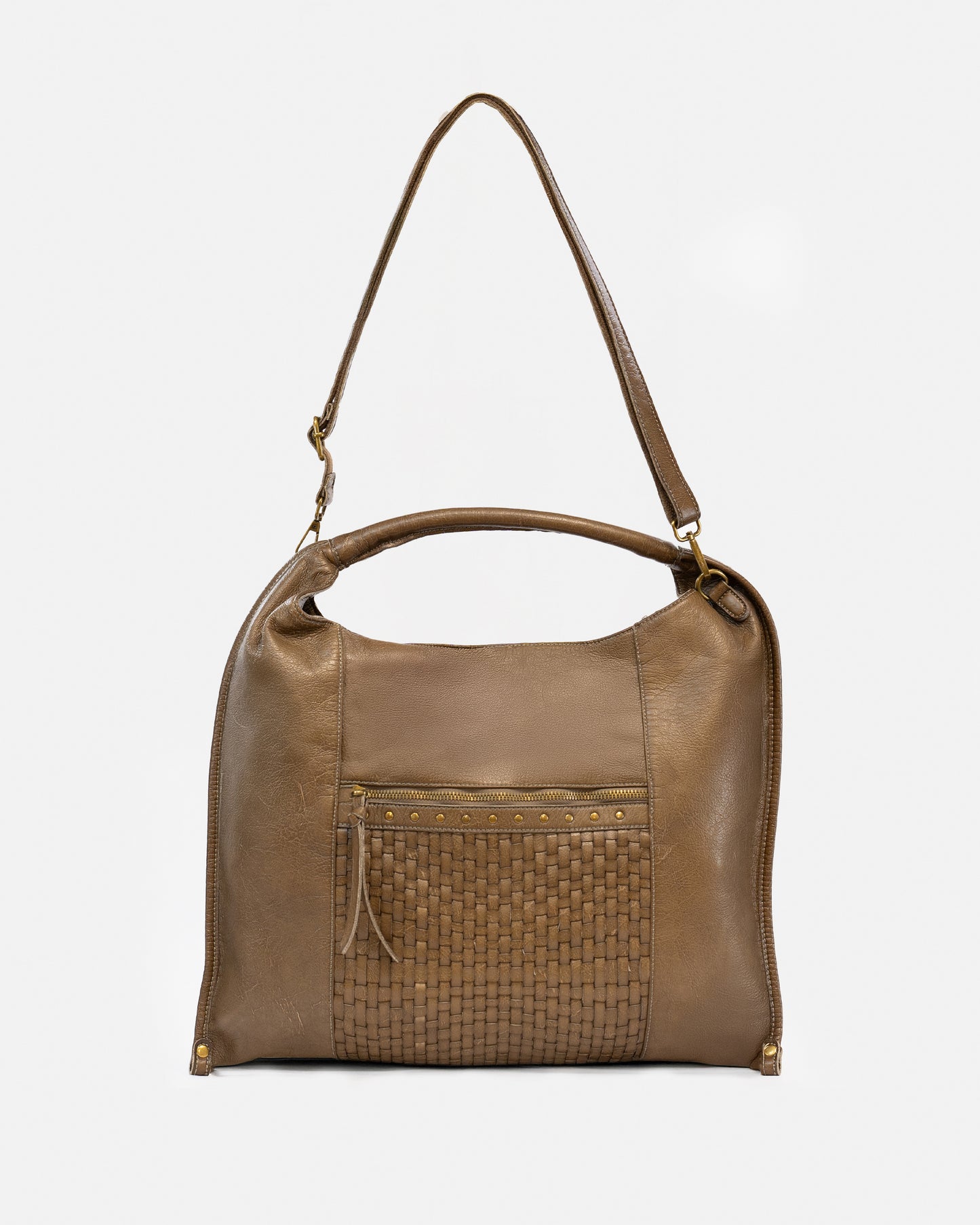 Women's Hobo Bag in Brown Faux Leather – Boho Chic Style with Braided Details