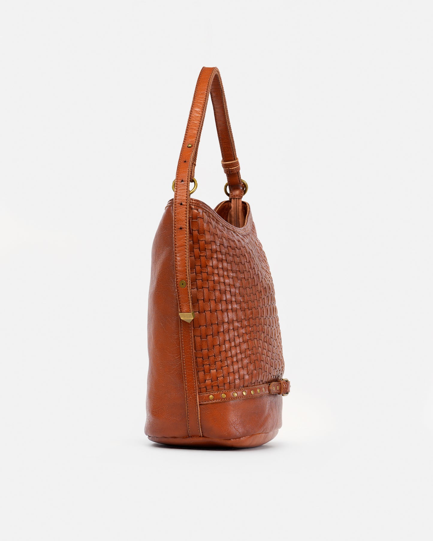 Women's Faux Leather Bucket Bag – Vintage Style Braided Design