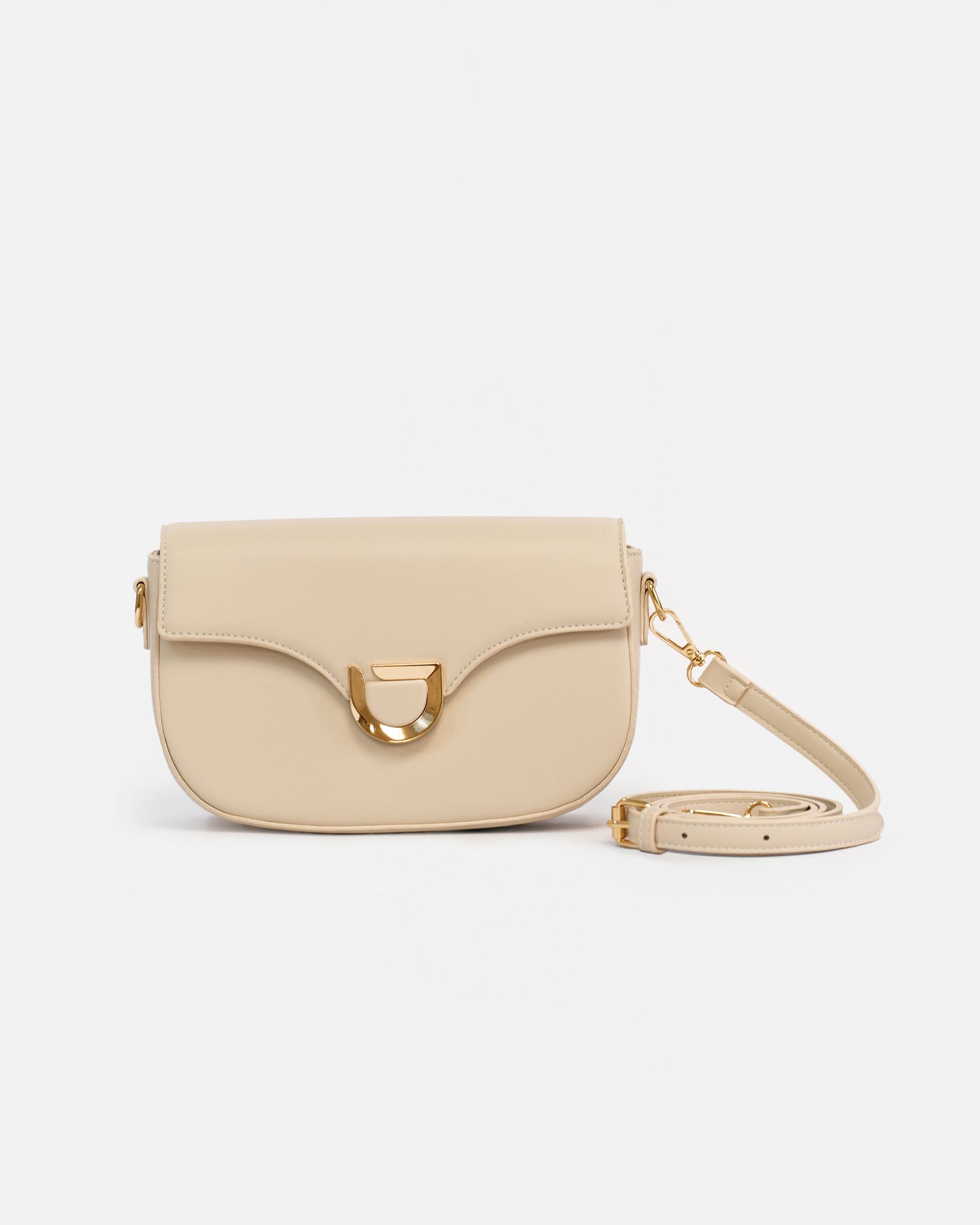 Elegant Crossbody Bag with Metal Closure and Adjustable Strap