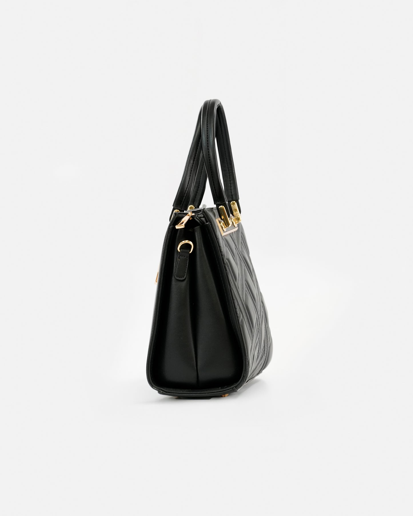 Bolso de Mano Texturizado con Detalles Metálicos y Asa Larga Extraíble