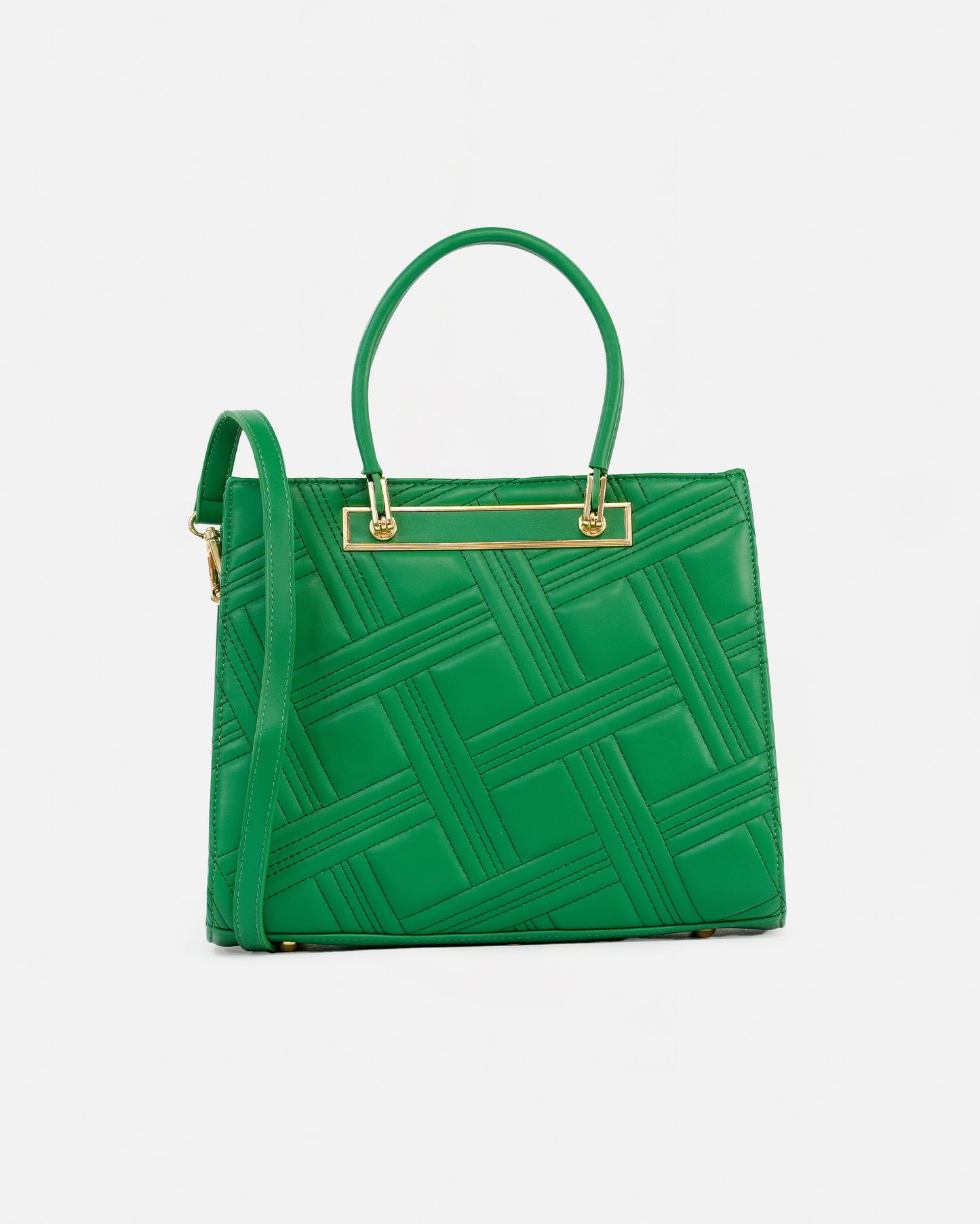 Bolso de Mano Texturizado con Detalles Metálicos y Asa Larga Extraíble