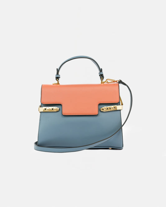 Structured Handbag in Premium Synthetic Material with Decorative Metal Closure