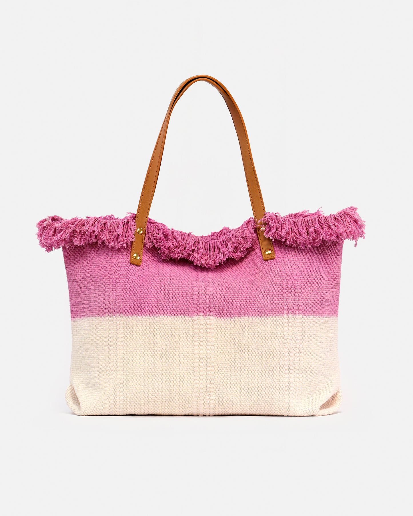 Bolso Shopper de Playa Bicolor – Estilo Boho con Flecos
