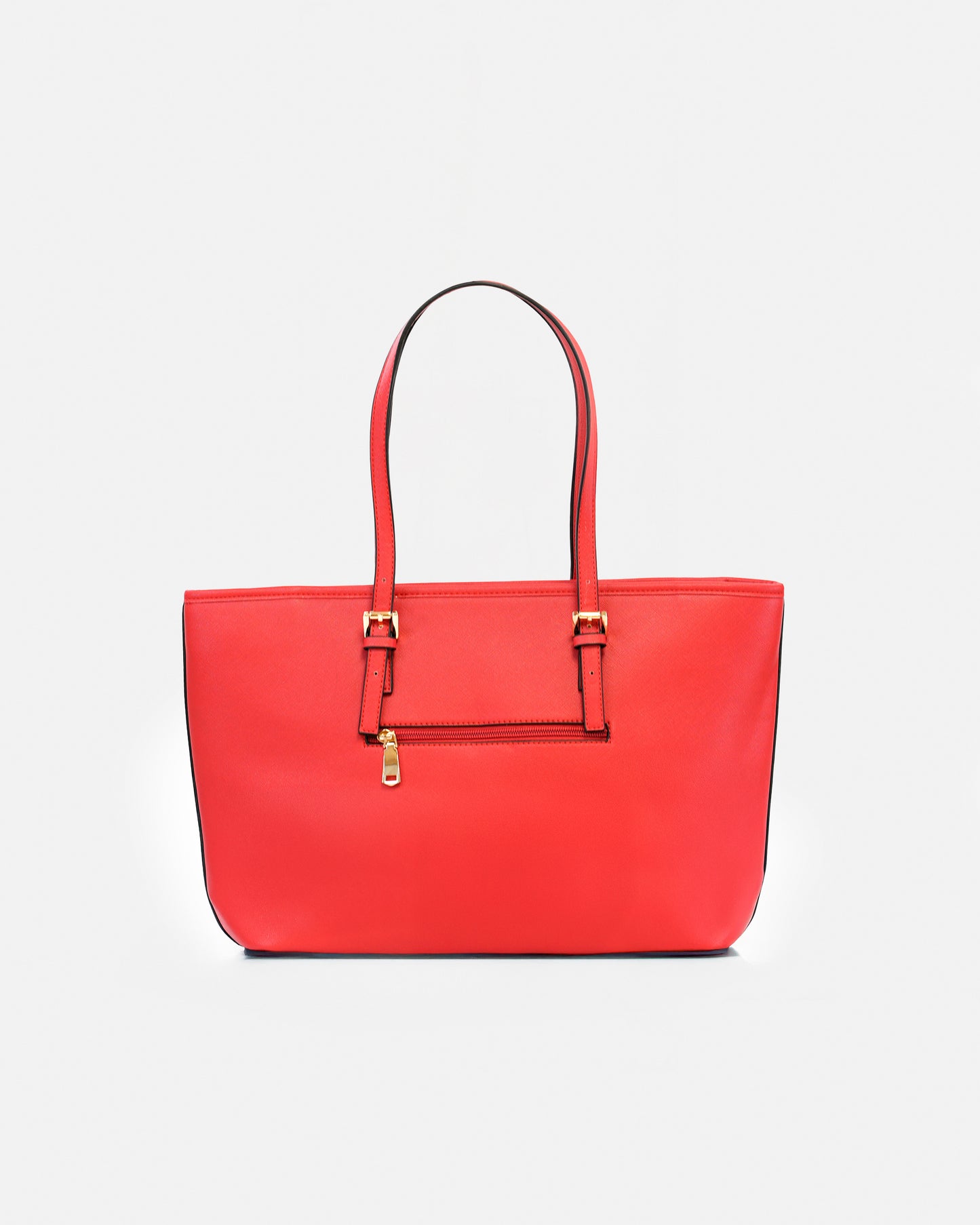Bolso Tote / Shopper Texturizado con Charm Metálico y Asas Largas