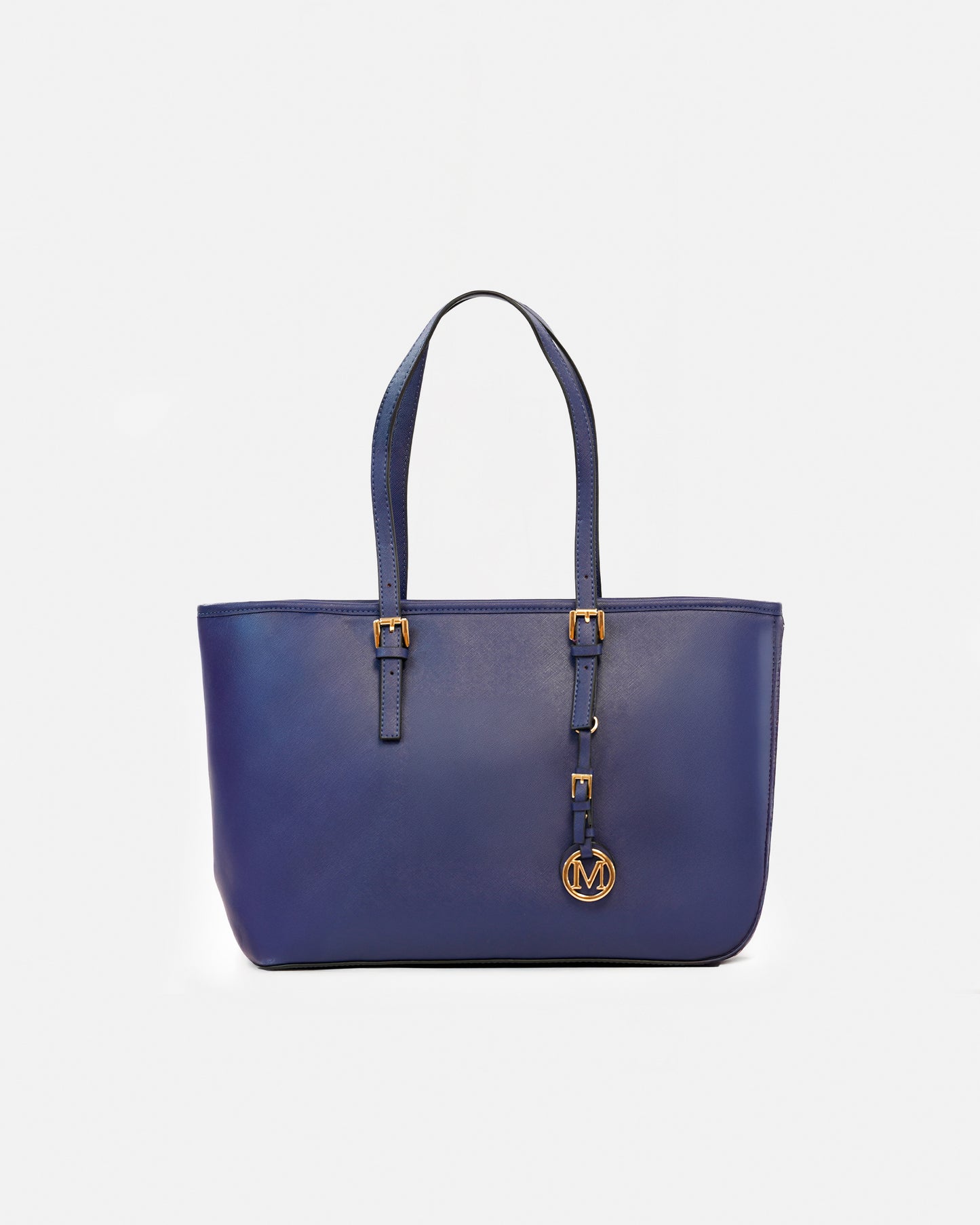Bolso Tote / Shopper Texturizado con Charm Metálico y Asas Largas