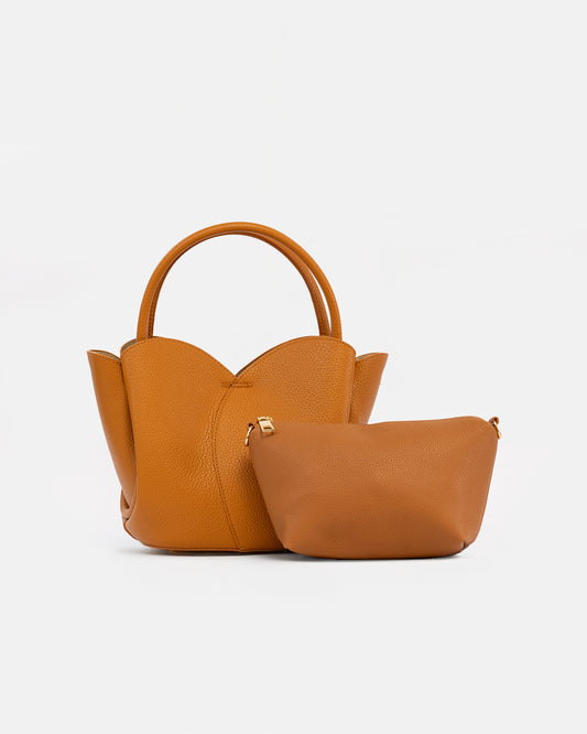Bolso de Mano con Diseño de Flor y Neceser Interior – Estilo Elegante y Funcional