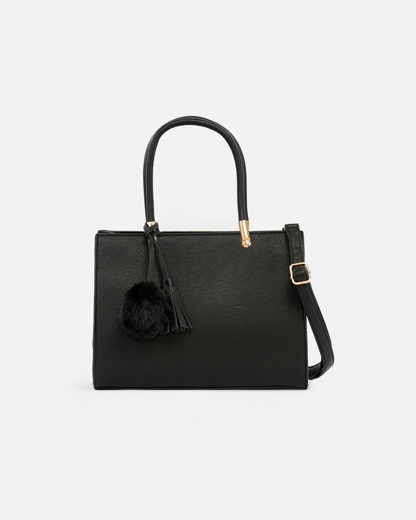 Bolso de Mano Elegante con Detalle de Borla y Pompon