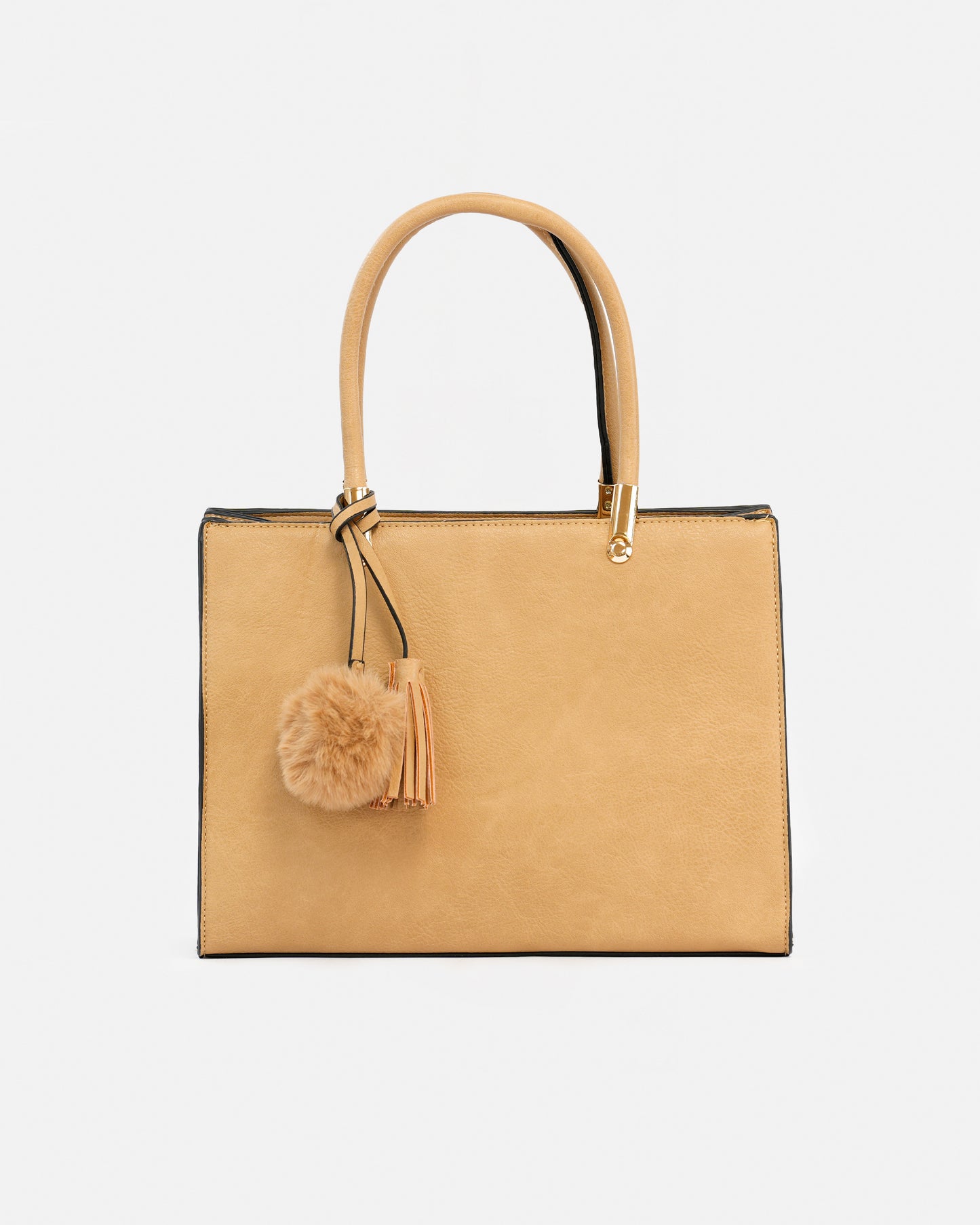 Bolso de Mano Elegante con Detalle de Borla y Pompon