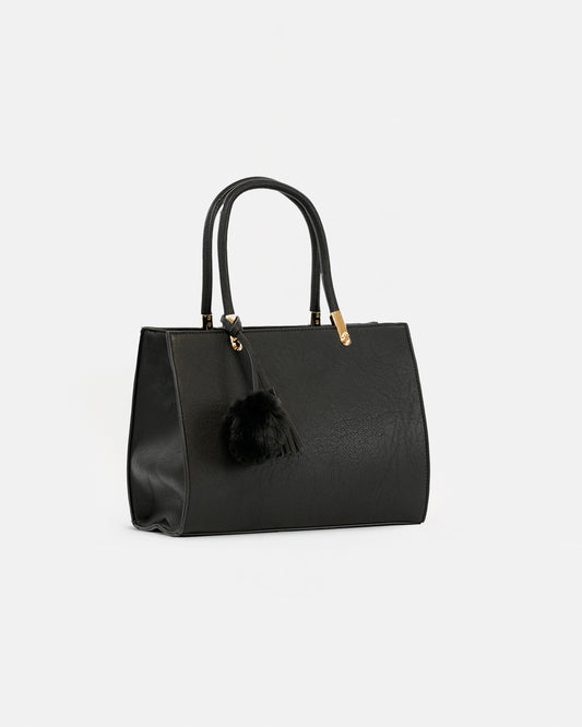 Bolso de Mano Elegante con Detalle de Borla y Pompon