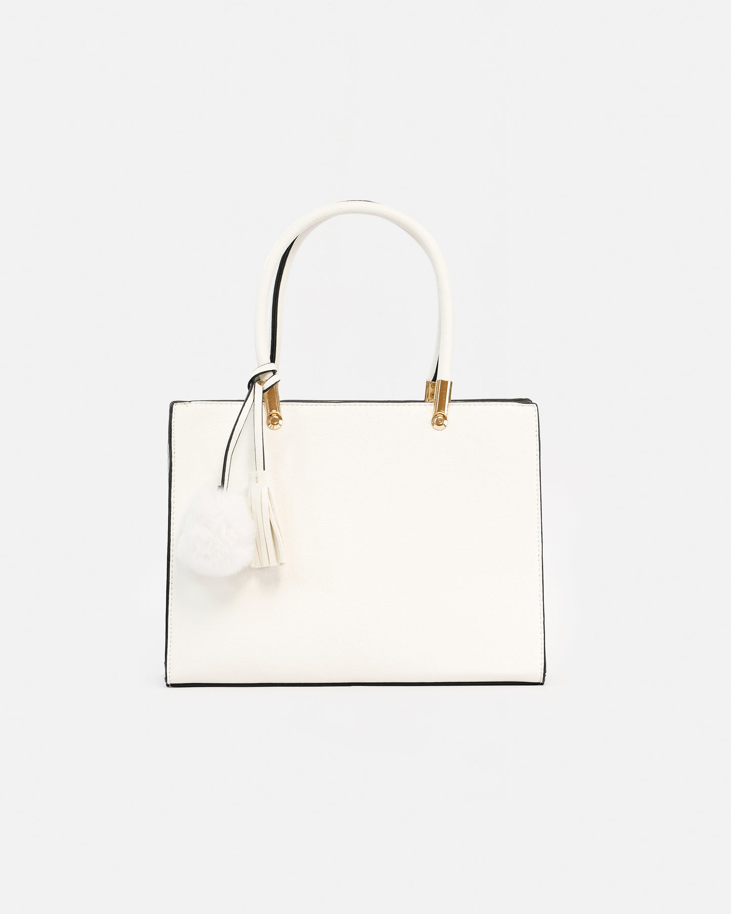 Bolso de Mano Elegante con Detalle de Borla y Pompon