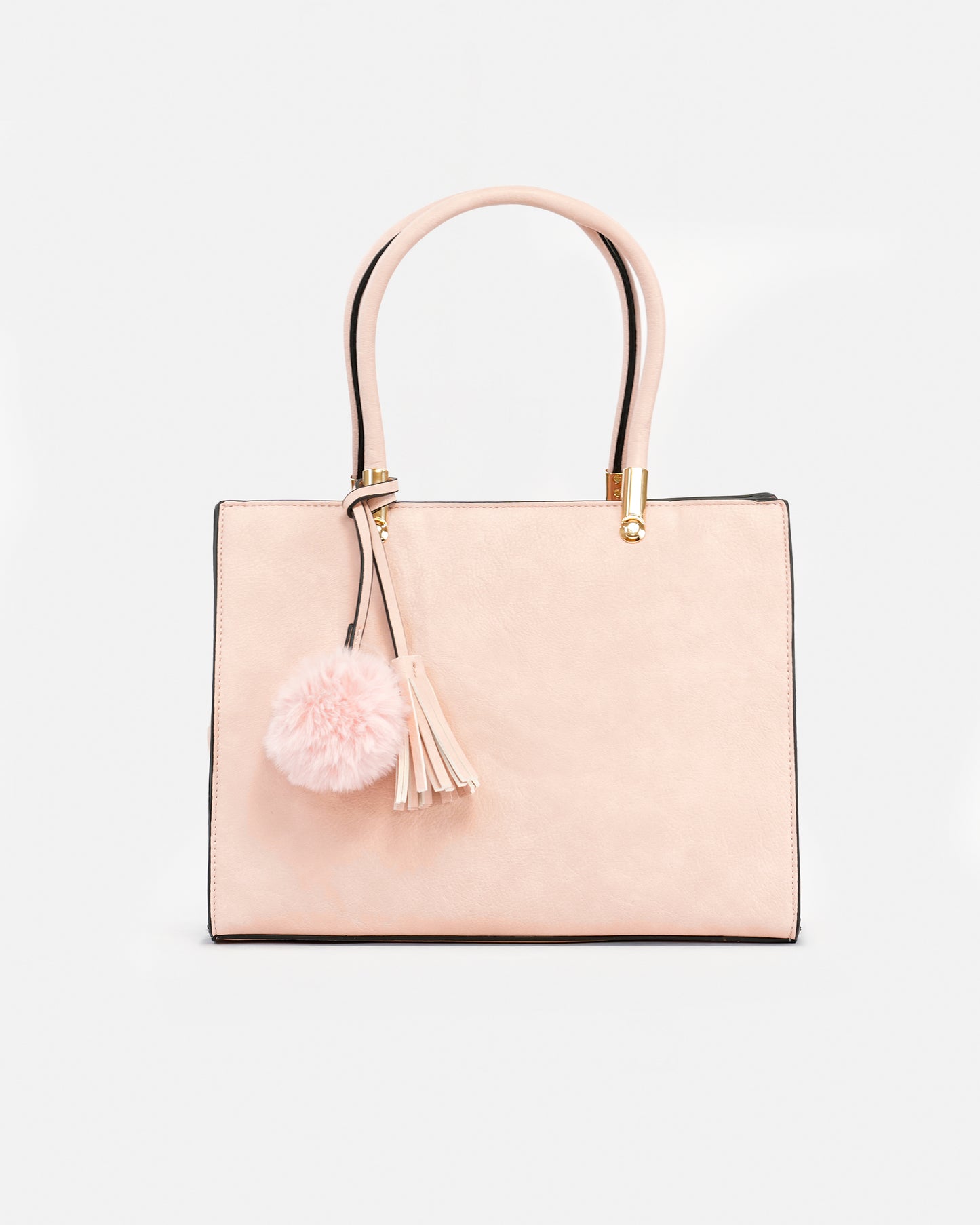 Bolso de Mano Elegante con Detalle de Borla y Pompon
