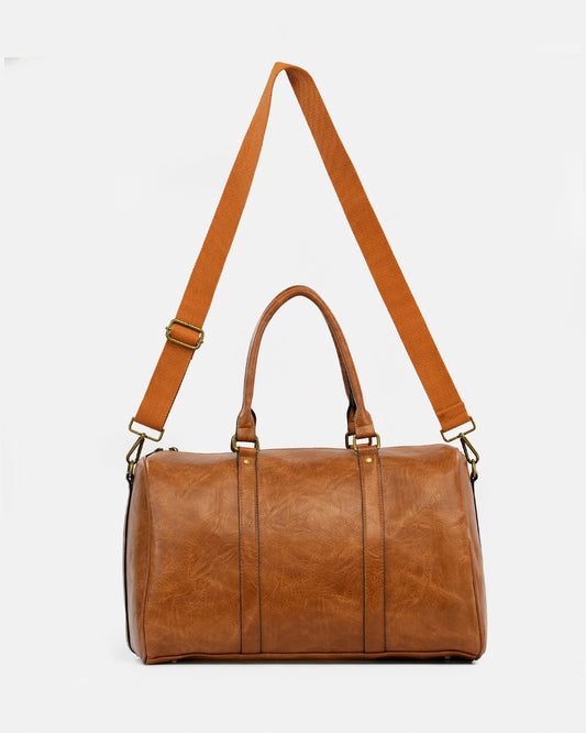 Textured Travel Bag with Double Handle and Adjustable Shoulder Strap
