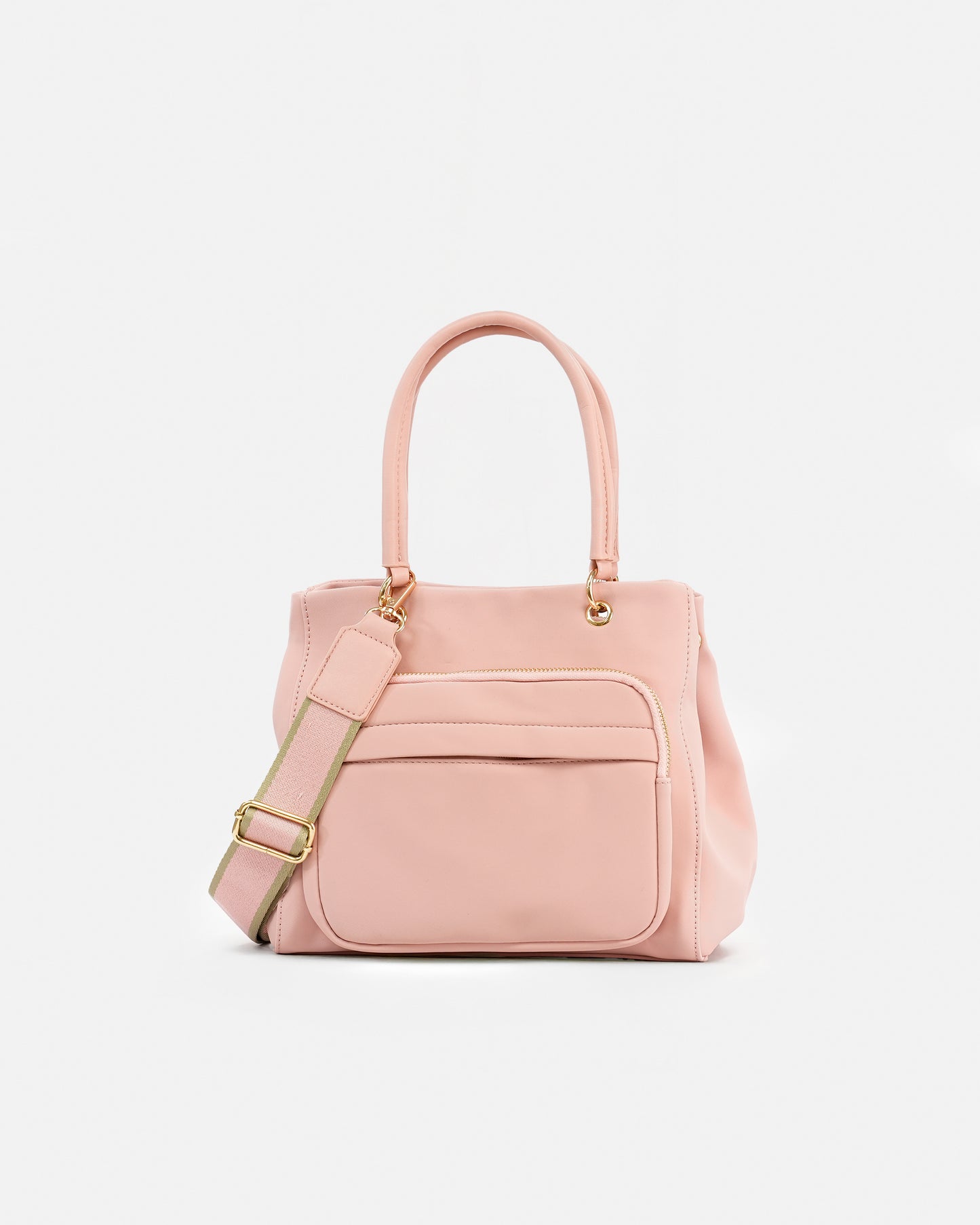 Casual Handbag with Exterior Pocket and Adjustable Strap