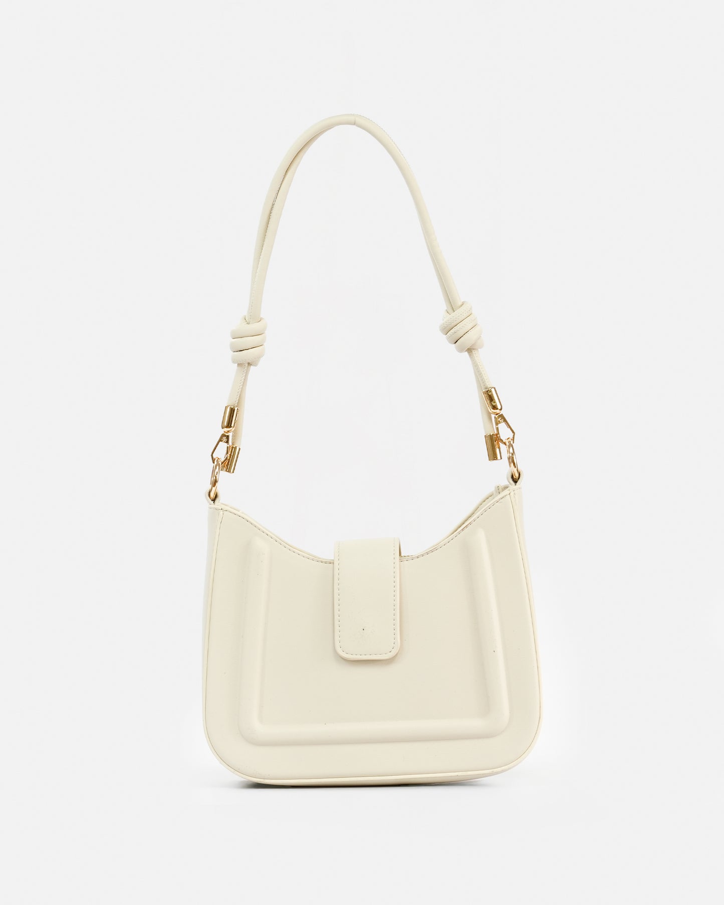 Elegant Shoulder Bag with Knotted Handle and Magnetic Closure