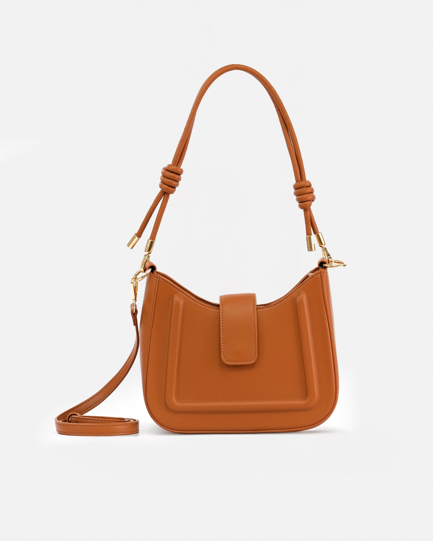 Elegant Shoulder Bag with Knotted Handle and Magnetic Closure