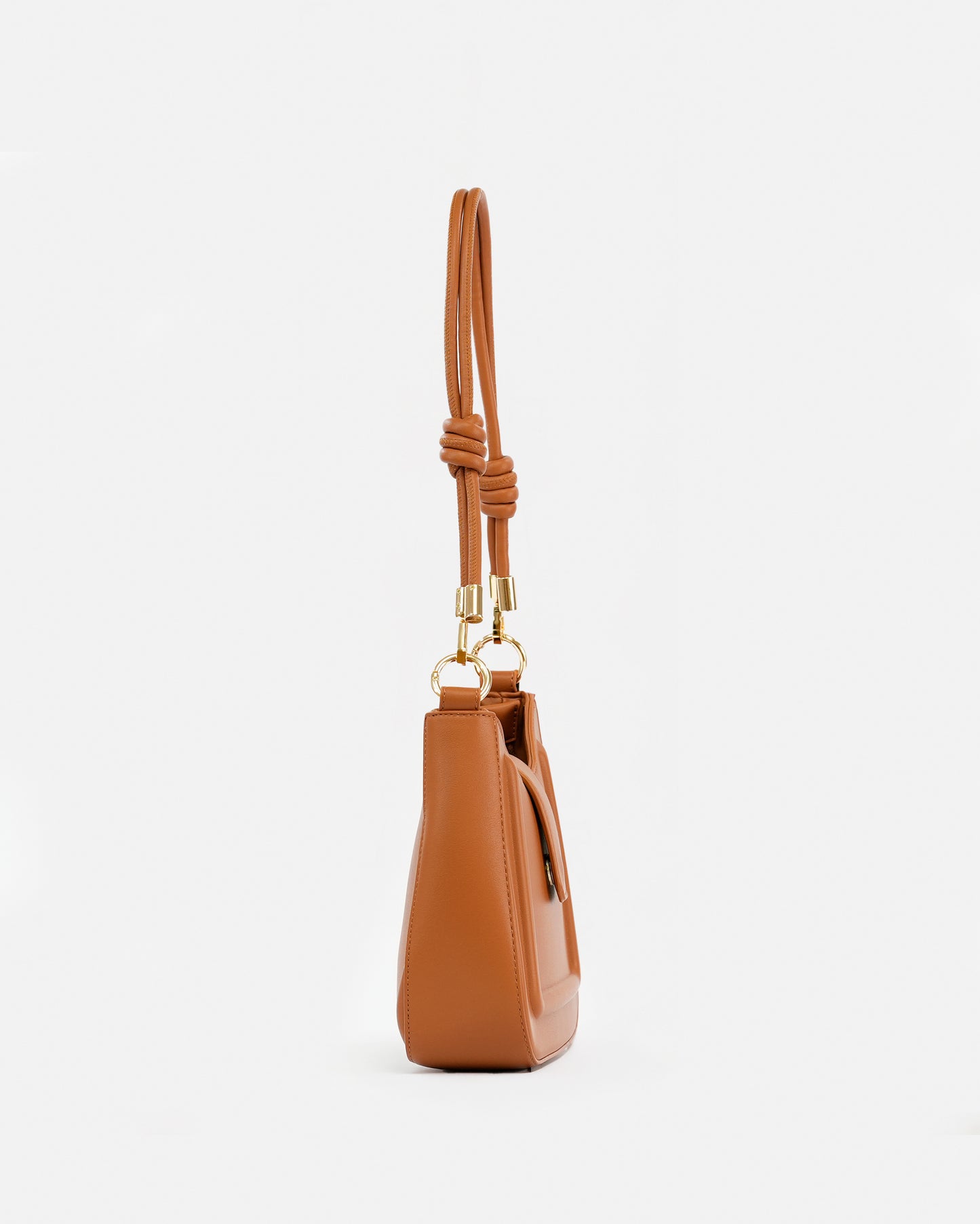 Elegant Shoulder Bag with Knotted Handle and Magnetic Closure