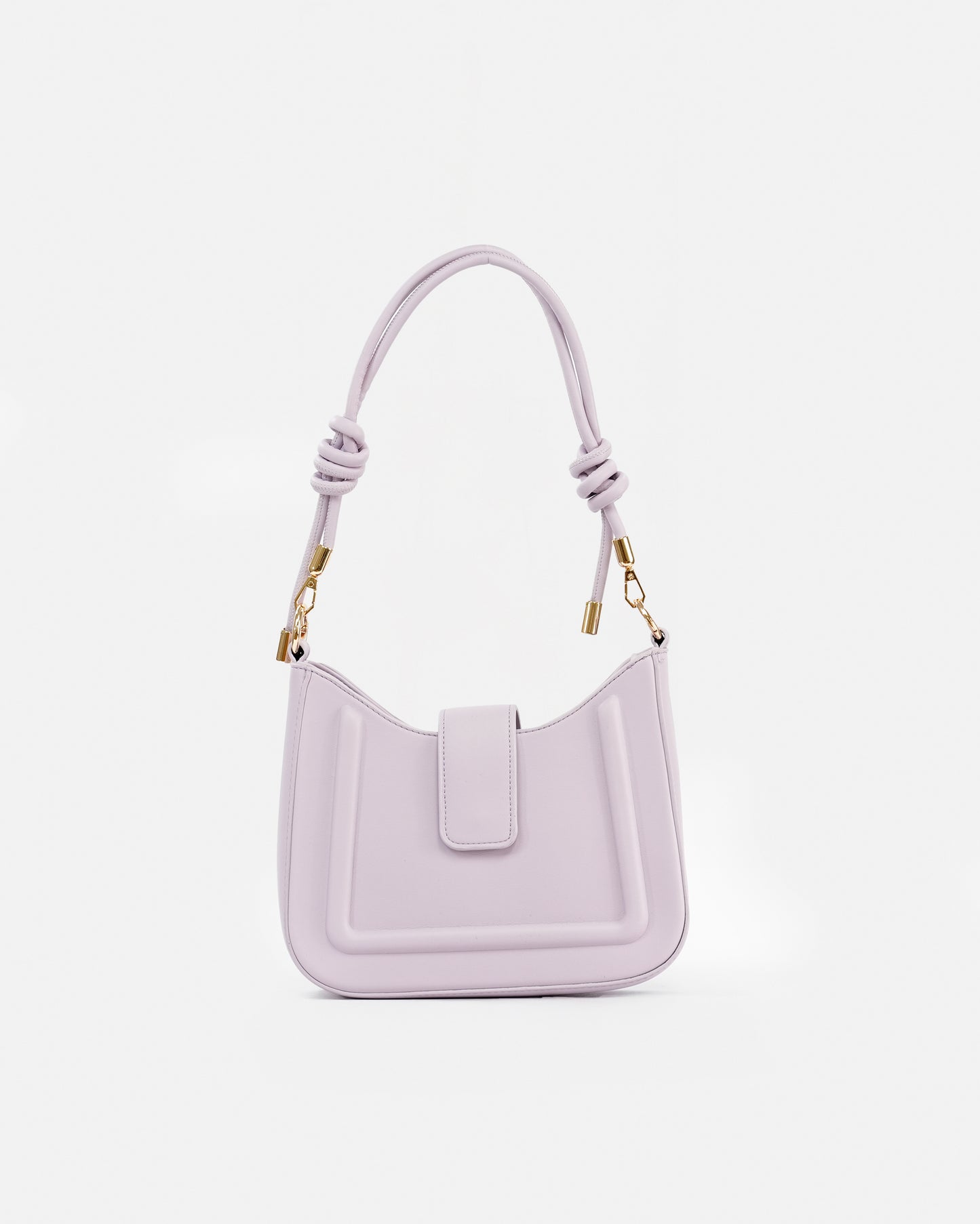 Elegant Shoulder Bag with Knotted Handle and Magnetic Closure