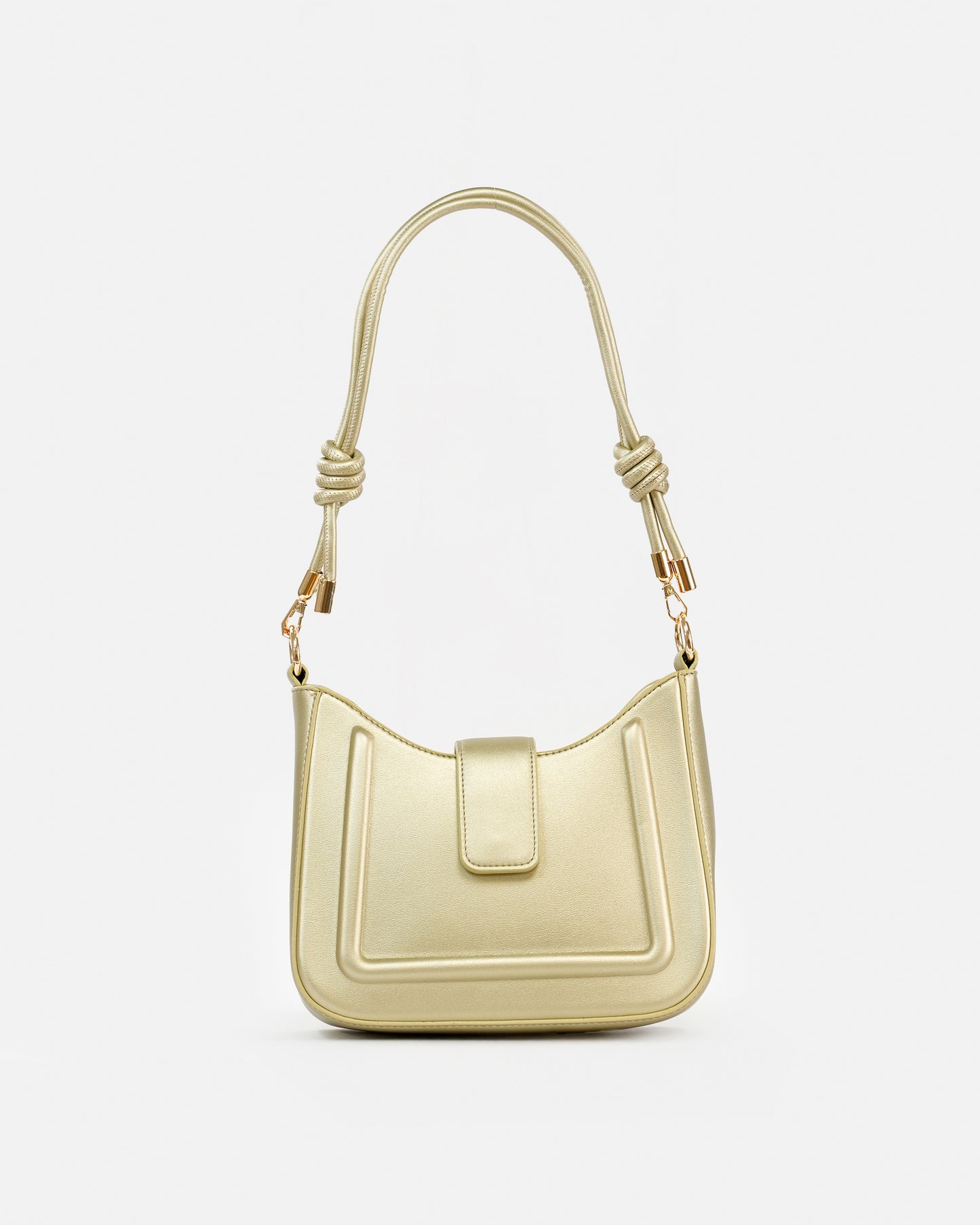 Elegant Shoulder Bag with Knotted Handle and Magnetic Closure