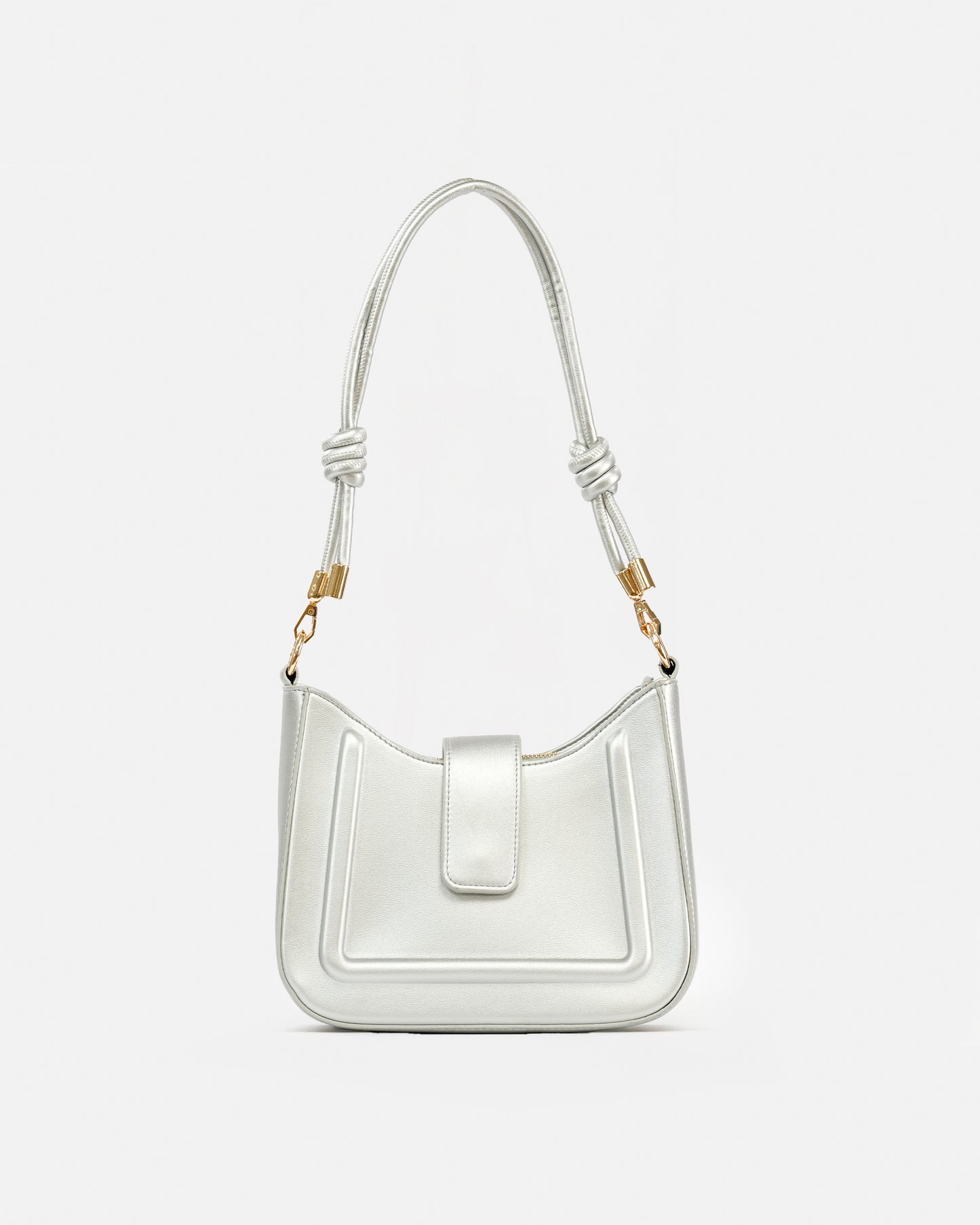 Elegant Shoulder Bag with Knotted Handle and Magnetic Closure