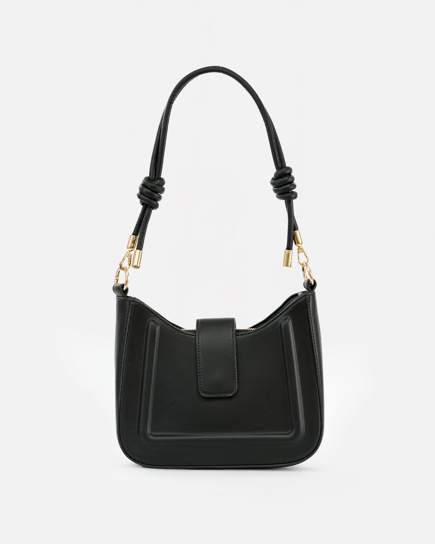 Elegant Shoulder Bag with Knotted Handle and Magnetic Closure