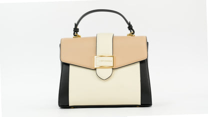 Structured Faux Leather Handbag with Top Handle and Adjustable Strap