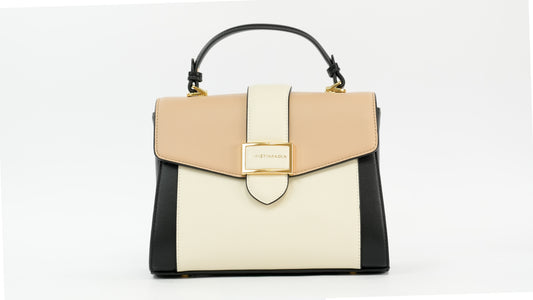 Structured Faux Leather Handbag with Top Handle and Adjustable Strap