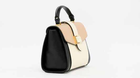 Structured Faux Leather Handbag with Top Handle and Adjustable Strap