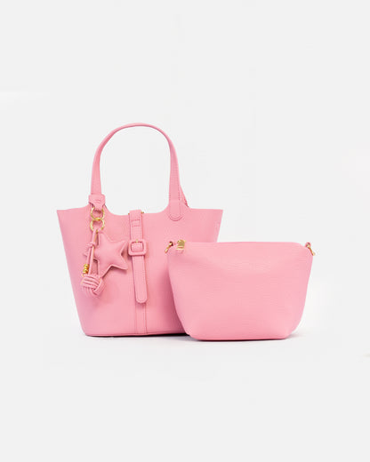 Handbag/Shoulder Bag with Interior Toiletry Bag and Decorative Keyring – Modern and Functional Style