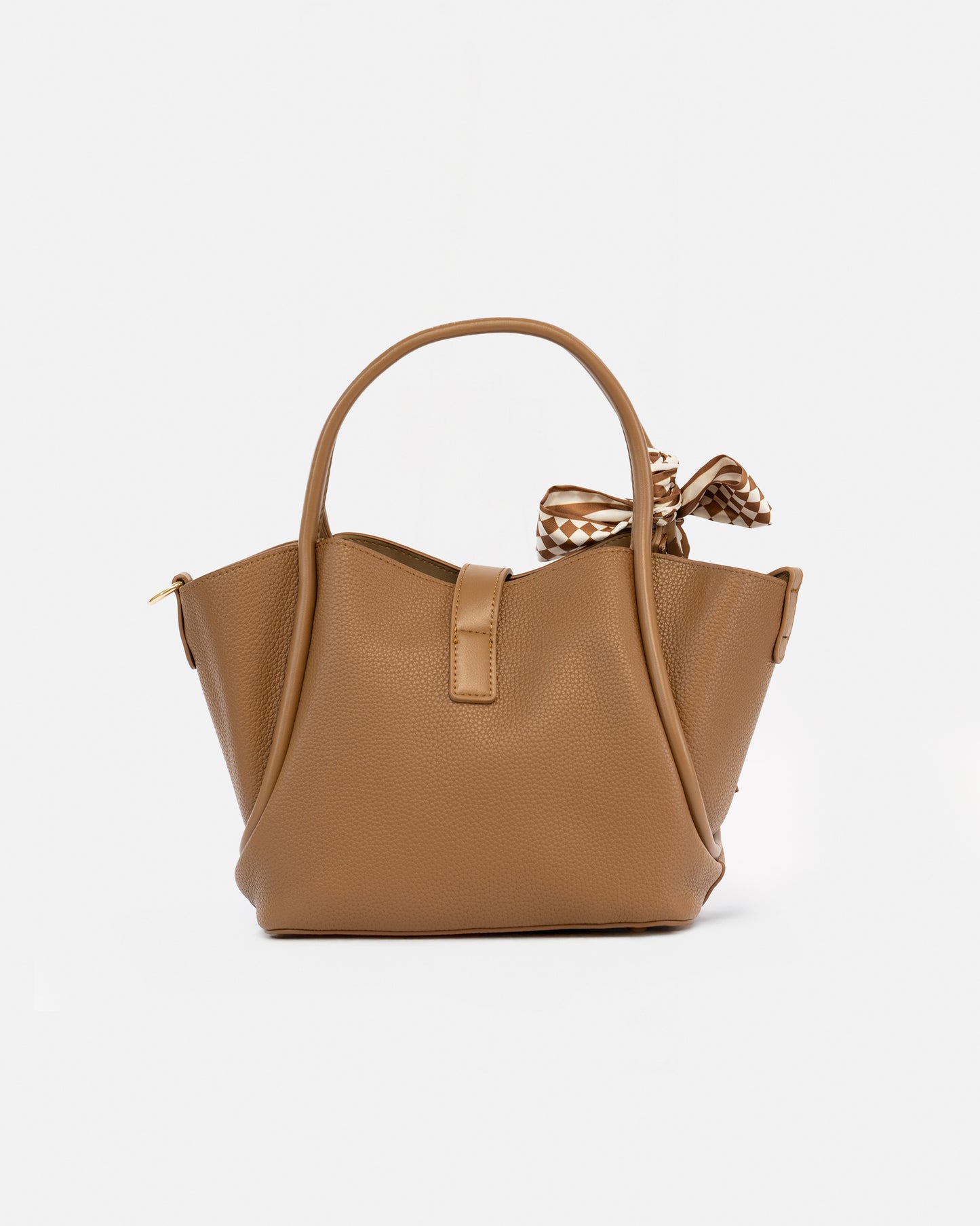 Bolso de Mano con Pañuelo Decorativo y Neceser Interior – Estilo Chic y Versátil