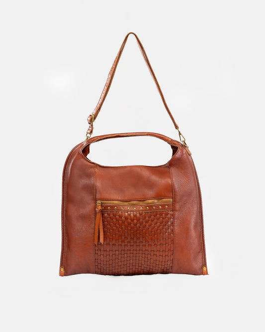 Women's Hobo Bag in Brown Faux Leather – Boho Chic Style with Braided Details