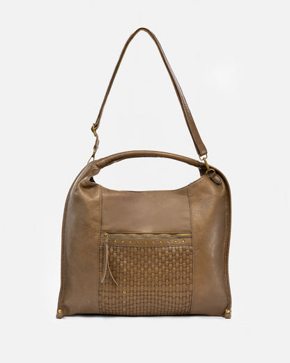 Women's Hobo Bag in Brown Faux Leather – Boho Chic Style with Braided Details