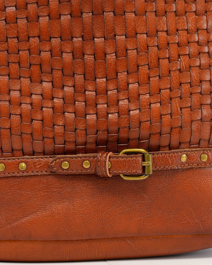 Women's Faux Leather Bucket Bag – Vintage Style Braided Design