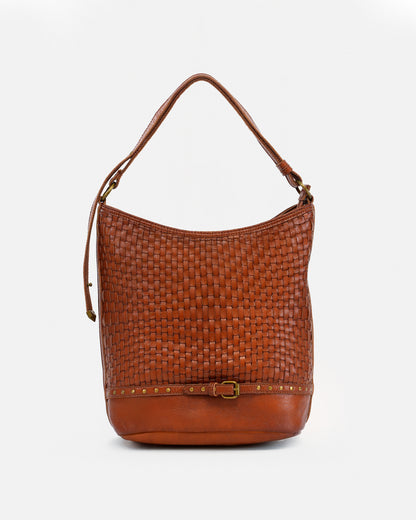 Women's Faux Leather Bucket Bag – Vintage Style Braided Design