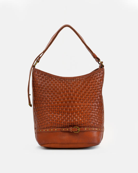 Women's Faux Leather Bucket Bag – Vintage Style Braided Design