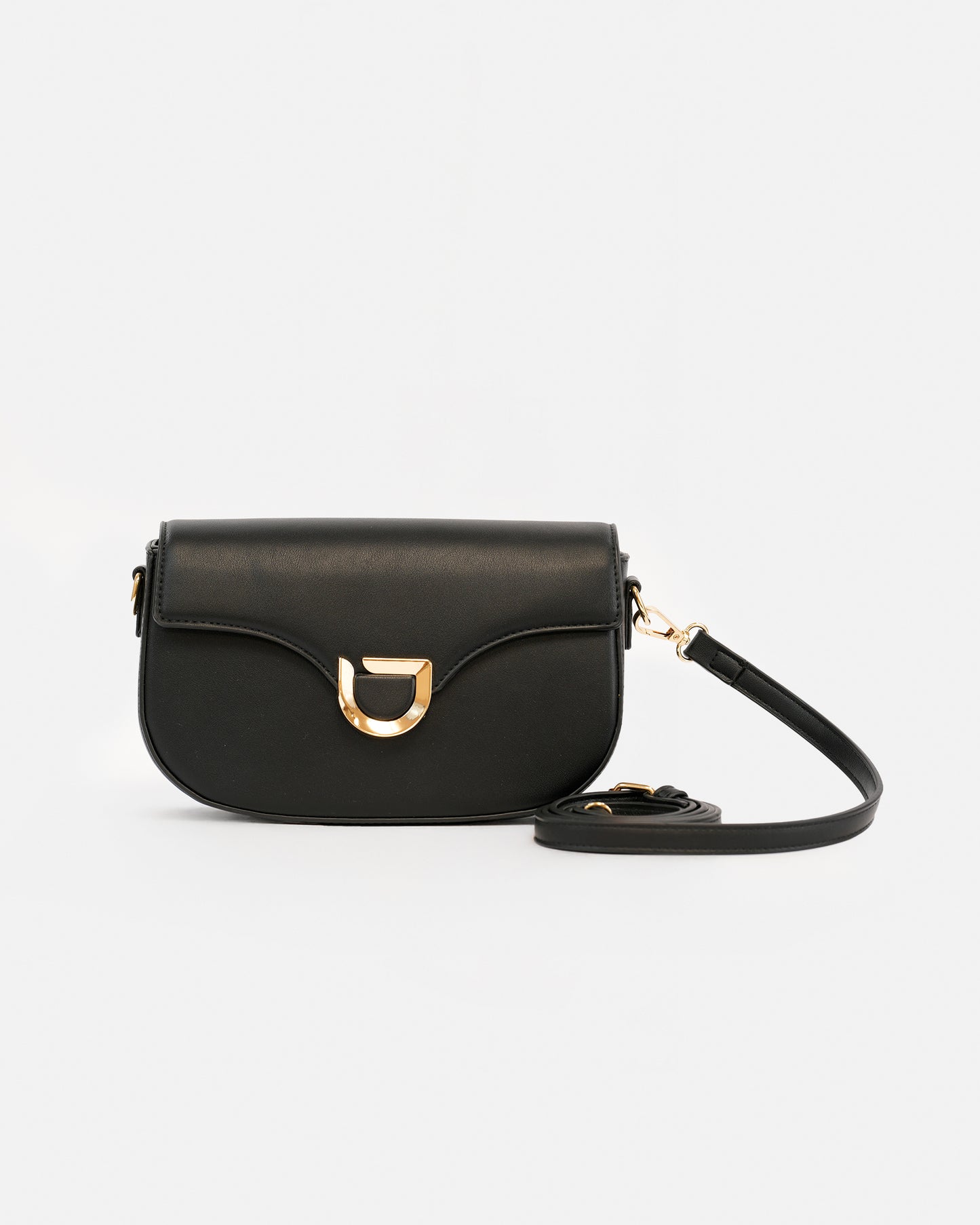 Elegant Crossbody Bag with Metal Closure and Adjustable Strap