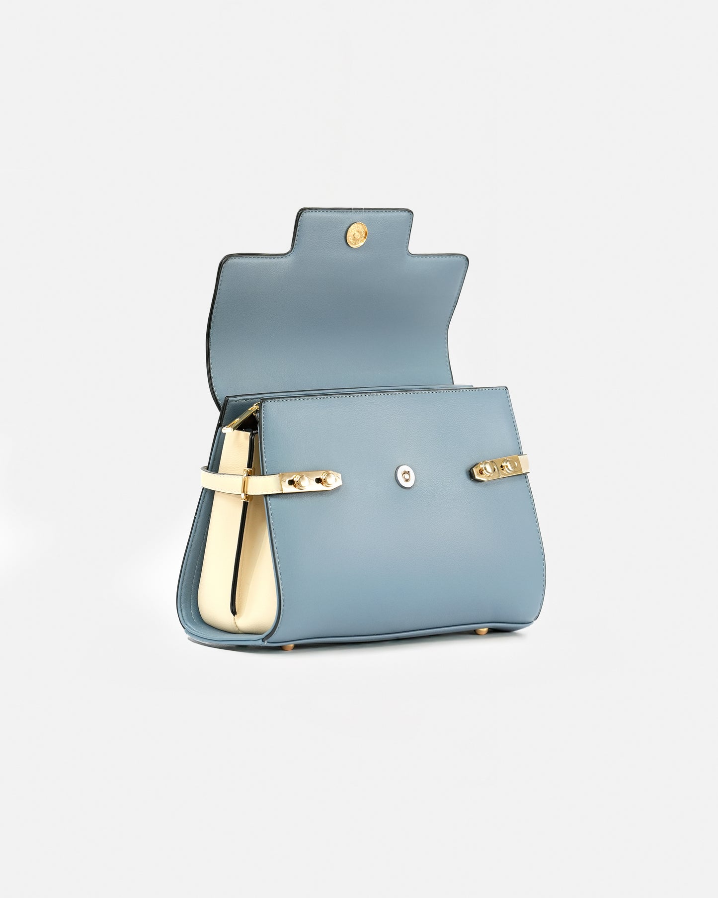 Bolso de Mano Estructurado en Material Sintético Premium con Cierre Metálico Decorativo