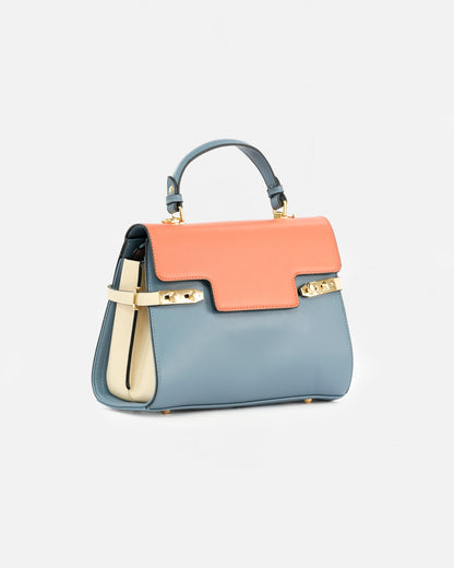 Bolso de Mano Estructurado en Material Sintético Premium con Cierre Metálico Decorativo
