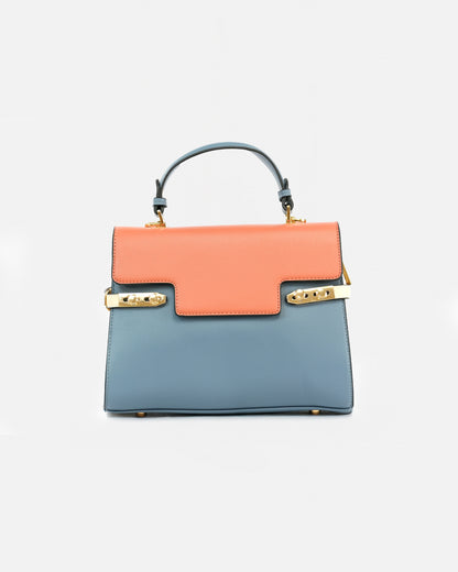Bolso de Mano Estructurado en Material Sintético Premium con Cierre Metálico Decorativo