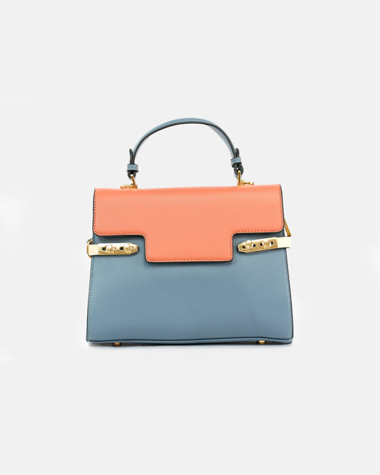 Bolso de Mano Estructurado en Material Sintético Premium con Cierre Metálico Decorativo
