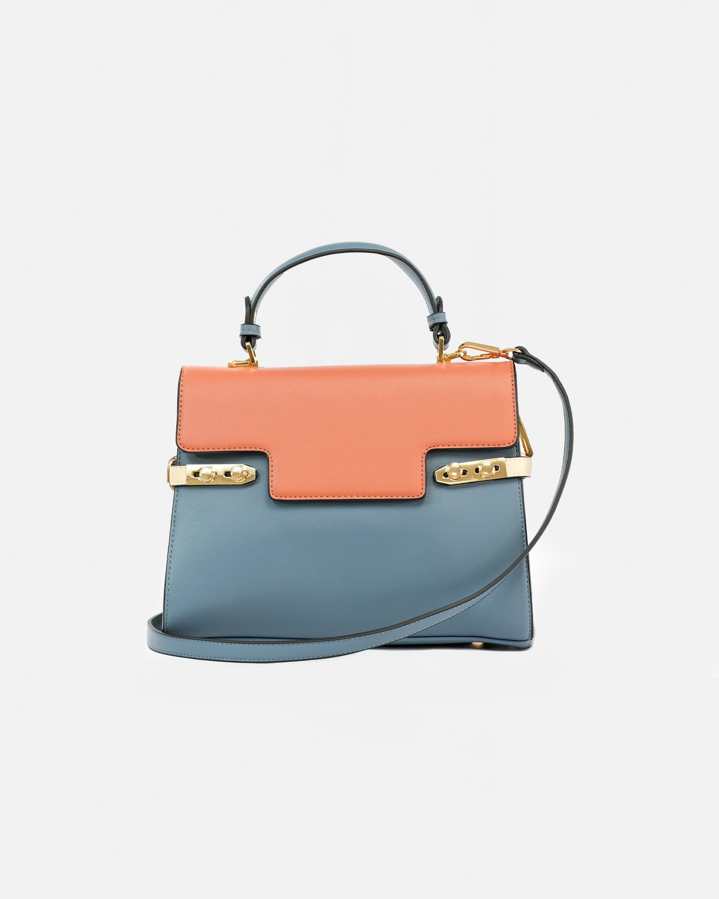Bolso de Mano Estructurado en Material Sintético Premium con Cierre Metálico Decorativo