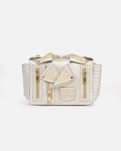 Biker Style Crossbody Bag with Removable Strap