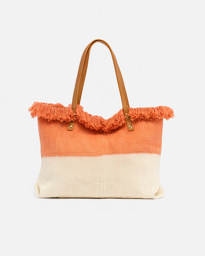Bolso Shopper de Playa  Bicolor – Estilo Boho con Flecos